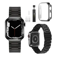 【人気商品】コンパチブル Apple Watch バンド 49mm 45mm 44mm 41mm 40mm 保護ケース付き アップルウォッチ カバー メッキ柔軟性にPC素材を加工 CABOBE 光沢全面保護 耐衝撃 装着簡単金属ベルト Apple Watch