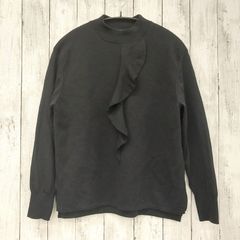 【 TRANS WORK 】トランスワーク フリル ハイネック ニット ブラック 40