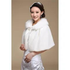 ポンチョ ケープ ウエディング ボレロ ファー 結婚式 ショール パーティー 二次会 フォーマル 秋冬 防寒 ホワイト ブライダル用 M250419-28