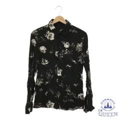 ☆美品☆ H&M エイチアンドエム トップス シャツ ブラウス カジュアル おしゃれ 長袖 レディース 花柄 ブラック S 901-11533 送料無料 古着