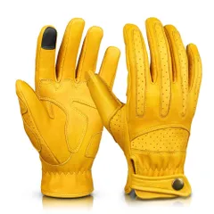 【人気商品】イエロー/ブラック レディース メンズ すべり止め 通気性 アウトドア 自転車 サバゲー オートバイ S/M/L/XLサイズ 革手袋（山羊革） スマホ対応 夏 春秋 バイクグローブ OZERO（オゼロ) 【限定ブランド】