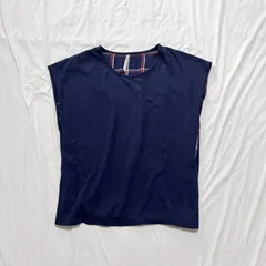 【着映え感×切替デザイン🌼】AG by aquagirl＊半袖カットソー＊＊フレンチスリーブ＊ネイビー×チェック＊Mサイズ🌼春服　夏服　送料無料✨