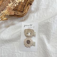 【ナチュラルマーガレット】ベビーヘアクリップ　キッズヘアクリップ　ヘアピン　② マーガレット✿ ベビーヘアクリップ 赤ちゃんヘアピン