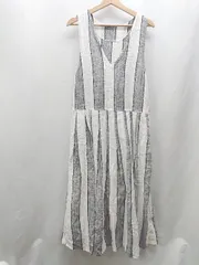 ◇ ⊂ antiqua アンティカ ストライプ ロング丈 ワンピース サイズF ホワイト グレー系 レディース E  【1502200000044】