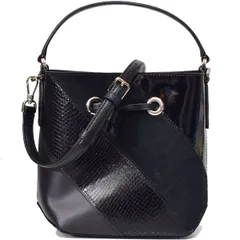 ケイトスペード バッグ katespade パテントレザー スエード パイソン エンボスドレザー スムースレザー エヴァ ミックスド マテリアル スモール バケット バケツ型 巾着 2way 斜めがけ ショルダー ハンドバッグ ブラックマルチ WKR00134