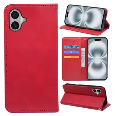 【在庫処分】全面保護 財布型 耐衝撃 財布型 レザー 内蔵カード枚カード収納 携帯ケース 用の スタンド機能 iPhone16 アクオス スマホケース 肌感レザー 用のカバー 着脱しやすく 16 16 PCduoduo iPhone iPhone 赤 手帳型