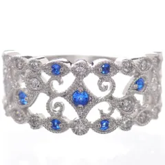 指輪 レディース アウイナイト プラチナ ダイヤモンド Pt950 ミル打ち 幅広 刻印入り 鑑別書付き 日本製【アクセサリーマート/メルカリShops店】