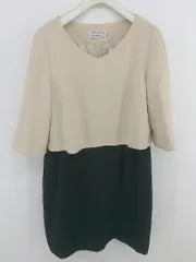 ◇ anatelier アナトリエ バックジップ 七分袖 ミニ ワンピース サイズ38 ベージュ ブラック レディース P  【1302030007592】のサムネイル
