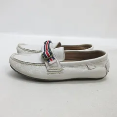 y■【 8.5D 】ラルフローレン/POLO RALPH LAUREN 型押しレザードライビングシューズ■白MENS/83【中古】