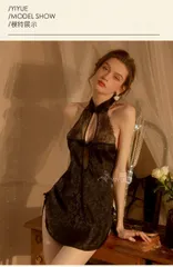 ❤️セクシーランジェリーチャイナ服黒コスプレTショッツ付き❤️