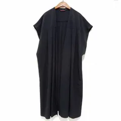 #snc 詩仙堂 ヒトシタムラ ロング ベスト ジレ 羽織 ちりめん 黒 シンプル ロング レディース [947482]