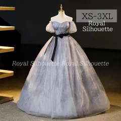ドレス パーティードレス イブニングドレス グレー シルバー ブルー 青 オフショルダー 大きいサイズ レース 結婚式 パーティー 謝恩会 ロングドレス XS S M L XL LL 2XL XXL 3XL XXXL 披露宴 ボリューム プリンセス 紐タイプ