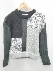 ◇ SLY スライ ニット 切替 長袖 セーター サイズF ブラック カーキ マルチ レディース P  【1406180046781】