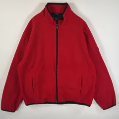 古着 90's/90年代 トミーヒルフィガー TOMMY HILFIGER フリースジャケット フルジップ ワンポイントロゴ ビッグサイズ XL  レッド メンズ