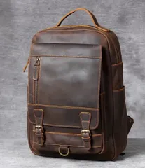 リュックサック バックパック ビジネスリュック 牛革 革 メンズ リュック 大容量 1泊 2way ノートパソコン PC バッグ 防水 通勤 通学 旅行 出張 就活 仕事 A4 バック 3way 50代 ビジネスバック デイパック カジュアル ダークブラウン