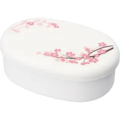 ☆ SAKURAホワイト ☆ 小判一段弁当 弁当箱 1段 480ml 日本製 ランチボックス 一段 お弁当箱 一段弁当箱 レディース 大人 女子 おしゃれ シンプル 小さめ かわいい 中フタ以外 食洗機対応 蓋を外して 電子レンジ対応 中学生女子 女の子のサムネイル