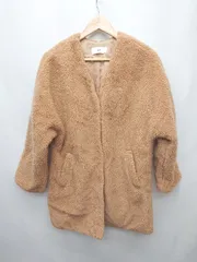 ◇ SLY スライ ノーカラー ボア かわいい 無地 長袖 コート サイズFREE ブラウン系 レディース P  【1402270010830】