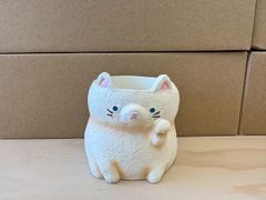 【まねきいえねこ】リトルレジンポット　シロ　5474　猫　ネコ　多肉植物　ポリレジン　レジンポット　レジン　小物入れ　ミニプランター　プリザーブドフラワー　ガーデニング雑貨　かわいい　プレゼント　ギフト　★まとめ買い値下げ交渉可★