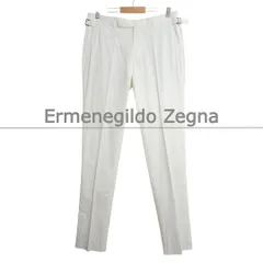 美品 Ermenegildo Zegna エルメネジルドゼニア スラックス パンツ サイドベルト スリム センタープレス コットン ホワイト サイズ50 メンズのサムネイル