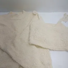 ◇ ⊇ ◎●未使用● Discoat ディスコート ビスチェ シャギー 長袖 ハイネックニット サイズF オフホワイト レディース E  【1410100009657】