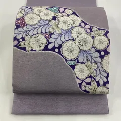 1990 華 袋帯 辻ヶ花 ふくれ織 格子 ピンク 紫 88f2e453dbdc88a783cad239749d63