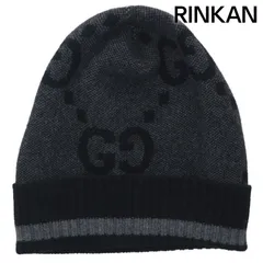 極美品！国内完売 GUCCI グッチ カシミアジャガードニット 帽子M 関税負担なし☆GUCCI グッチ ウールバックルジャガードニット