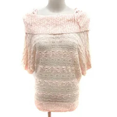レストローズ L'EST ROSE ニット カットソー オフショルダー 五分袖 刺繍 麻混 リネン混 2 ピンク /RTのサムネイル