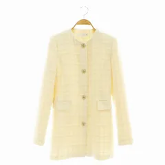 ザラ ZARA ツイード ノーカラーコート 金ボタン XS オフホワイト /DF ■OS