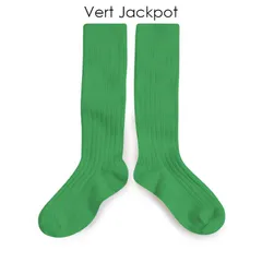 【新品・未使用】collegien(コレジアン) La Haute 【Vert Jackpot】Ribbed Knee-high Socks キッズ リブニーハイ 靴下【2950】13.5cm〜21cm