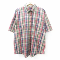 XL/古着 バンヒューセン 半袖 シャツ メンズ 大きいサイズ ボタンダウン ベージュ他 カーキ チェック 25aug06 中古 トップス