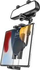 【人気商品】woleyi 車載ホルダー バックミラー タブレットホルダー クリップ式 スマホホルダー ルームミラー取り付け型 スタンド 4.7-11インチ全機種対応 360度回転 日本語説明書付き ミラー用 携帯ホルダー リアビュー ミラー スマートフォンホル