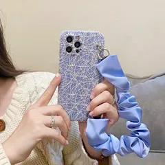 iPhone13/13Proケース　スマホケース　バンド付き　刺繍　模様