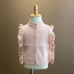 【B2】女の子 90cm フリルニットベスト ピンク
