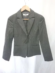 ◇ ⊇ NATURAL BEAUTY BASIC ストライプ柄　ウール 長袖 ジャケット サイズS ブラック レディース E  【1410230027385】