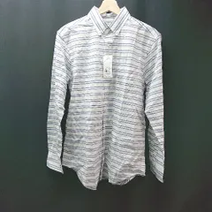 ◇ ◎ ●未使用● SEVENDAYS=SUNDAY ボタンダウン 胸ポケット ボーダー柄 長袖 シャツ サイズL ホワイト レディース E  【1310300004165】