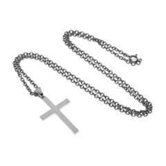 プレーン クロス CROSS 十字架 フラット チェーン80cm ネックレスセット 無地 ヘッド シルバー925 ネックレス ペンダント SILVER925 メンズ レーディス