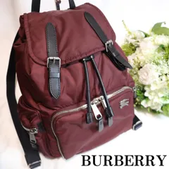 BURBERRY　バックパック リュック バーガンディー レッド ナイロン レザー リュックサック ワイン