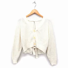 エヘカソポ サマンサモスモス ehka sopo SM2 カーディガン ニット Vネック リブ リボン ラグランスリーブ 長袖 F 白 ホワイト /NT2