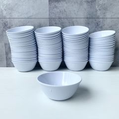 【加茂市のまだまだ使えるもの】プラスチック茶碗 白78杯 セット 小さいサイズ 大量 子ども キッズ おままごと 保育園 給食
