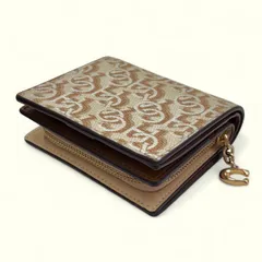 【上美品⭐️COACHコーチ】 二つ折り財布　 スナップ ウォレット　 ホワイト&ベージュ　 モノグラムプリント　 ワンオーナーユーズド品 （AYA）125043003003SOR