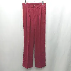 ◇ ⊇ me+emselect ミームセレクト センタープレーツ スラックスパンツ サイズXL ボルドー レディース E  【1412260001496】