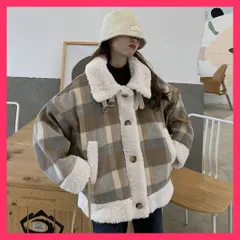 【スタッフおすすめ！】 チェック柄 ボアジャケット 韓国コート冬 厚手防寒ジャケット/ボアブルゾン 韓国/オルチャンアウター レディース ショートジャケットコート  おすすめ おしゃれ　かわいい　人気 3XAYAT-017