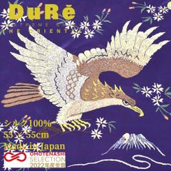 和柄スカジャンデザイン シルクスカーフ Eagle(パープル)