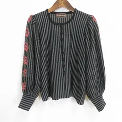 #a サイトウトヨコ 斉藤都世子 ニット セーター 黒 グレー マルチ ストライプ 花柄 トップス レディース [953676] k01のサムネイル