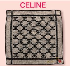 CELINE セリーヌ タオルハンカチ USED ブラウン 刺繍 茶