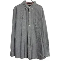 NAUTICA 長袖 ストライプシャツ XL ブルー ホワイト ノーティカ ボタンダウン ビッグサイズ 胸ポケット 古着卸 アメリカ仕入 a701-5279