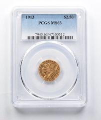 MS63 1913 $2.50 インディアンヘッド ゴールド クォーターイーグル PCGS 