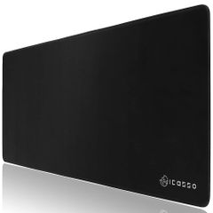 【特価商品】デスクマット おしゃれ 耐水性 清潔しやすい 90x40cm ゴムベース 大型 ゲーム オフィス ゲーミングマウスパッド ホーム用 iCasso 男女兼用（ブラック）