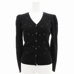 ミッシュマッシュ MISCH MASCH 美品 ビジュー散りばめ刺繍Vネックカーディガン ニット 長袖 F 黒 ブラック MM338403 /AE