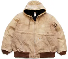 90s USA製 carharttカーハート キルティングライナー ダック地 アクティブジャケット パーカー 茶 フェード 特大★オールド ビッグサイズ